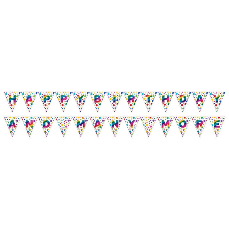 6 pc Bulk Rainbow Foil Happy Birthday Flag Banners