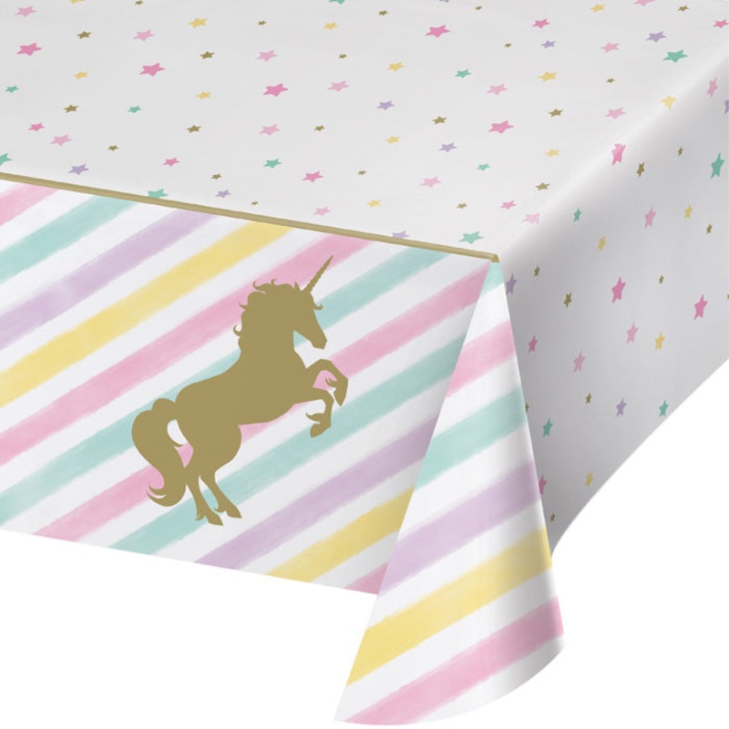6 pc Bulk Sparkle Unicorn Plastic Table Covers