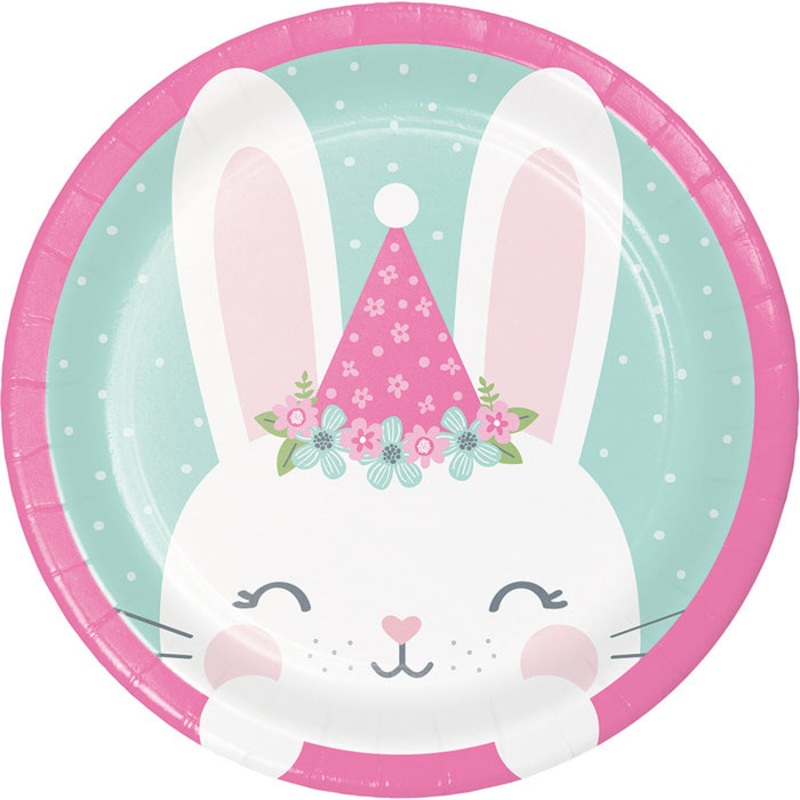 96 pc Bulk Bunny Party Dessert Plates