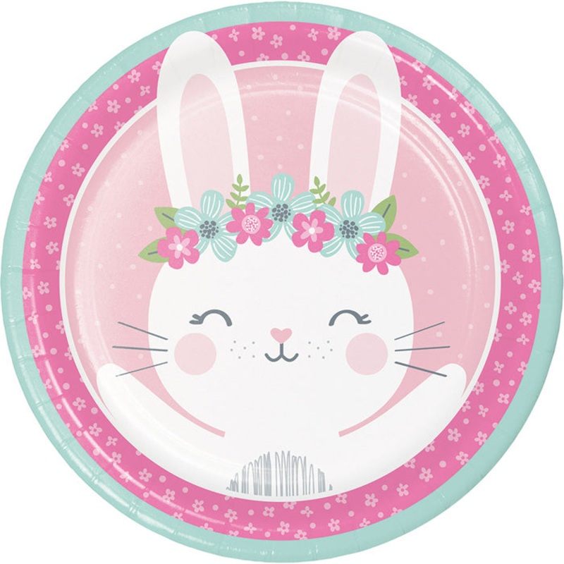 96 pc Bulk Bunny Party Dinner Plates