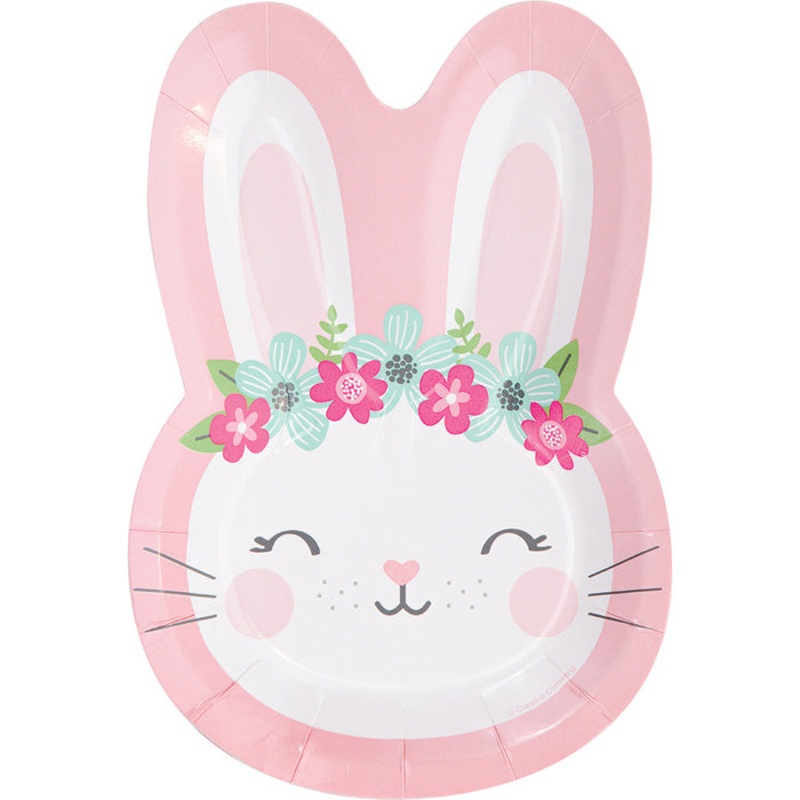 96 pc Bulk Bunny Party Shaped Dinner Plates