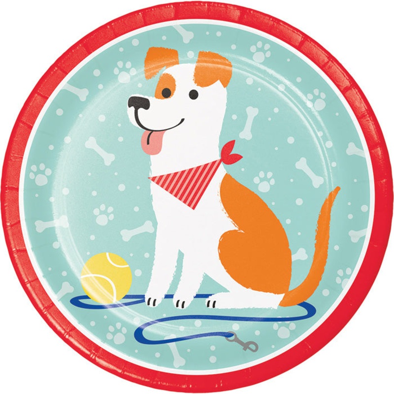 96 pc Bulk Dog Party Dinner Plates