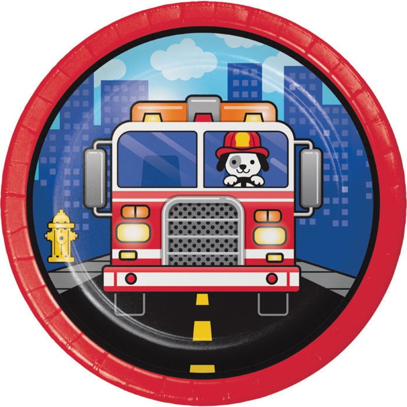 96 pc Bulk Fire Truck Dessert Plates