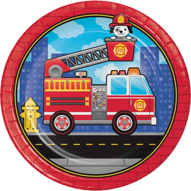 96 pc Bulk Fire Truck Dinner Plates