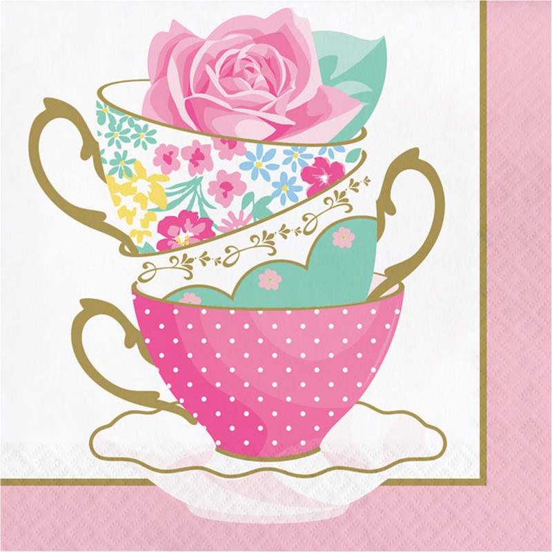 192 pc Bulk Floral Tea Party Teacups Luncheon Napkins