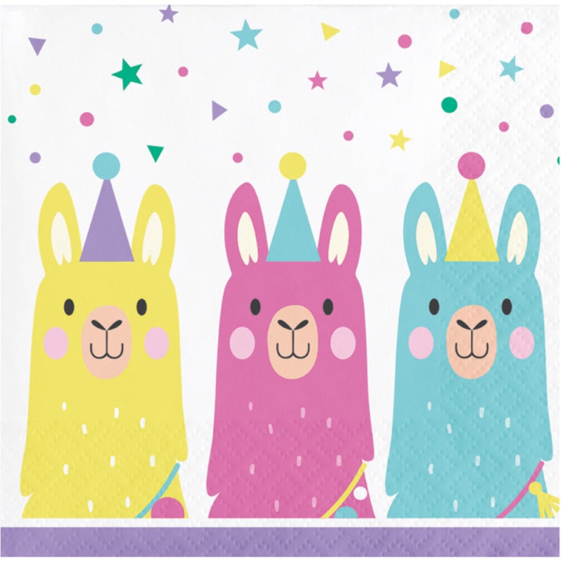 192 pc Bulk Llama Party Beverage Napkins