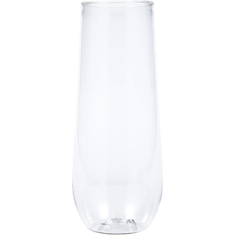 24 pc Bulk Clear 9 oz Plastic Stemless Champagne Flutes