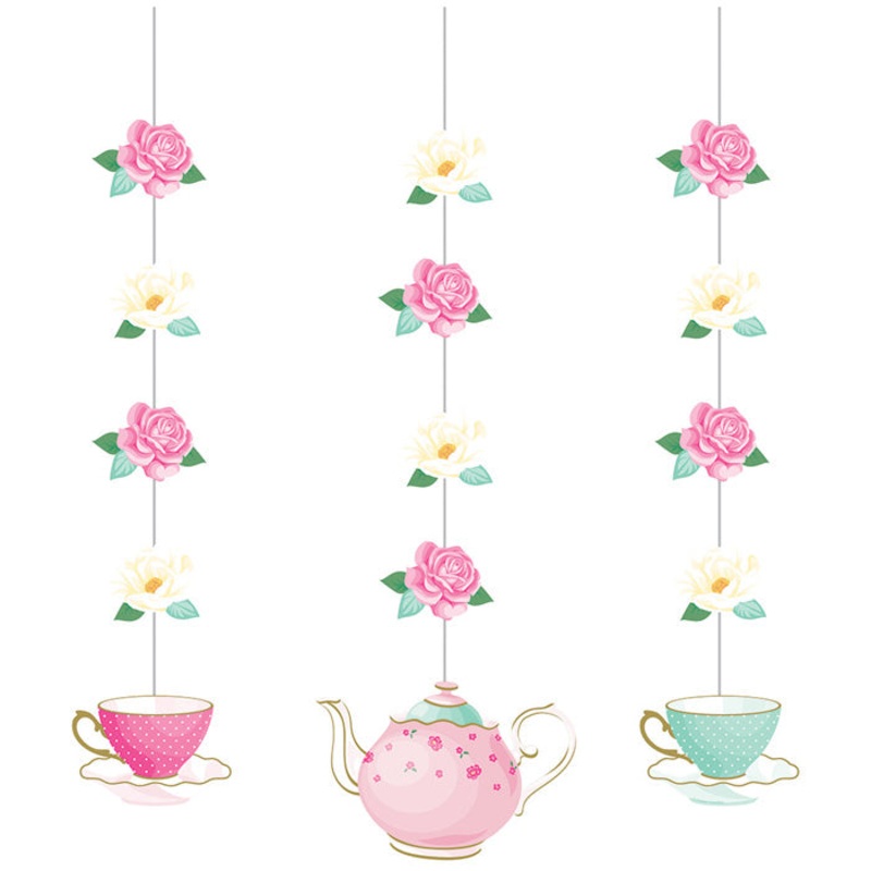 36 pc Bulk Floral Tea Party Hanging Decorations