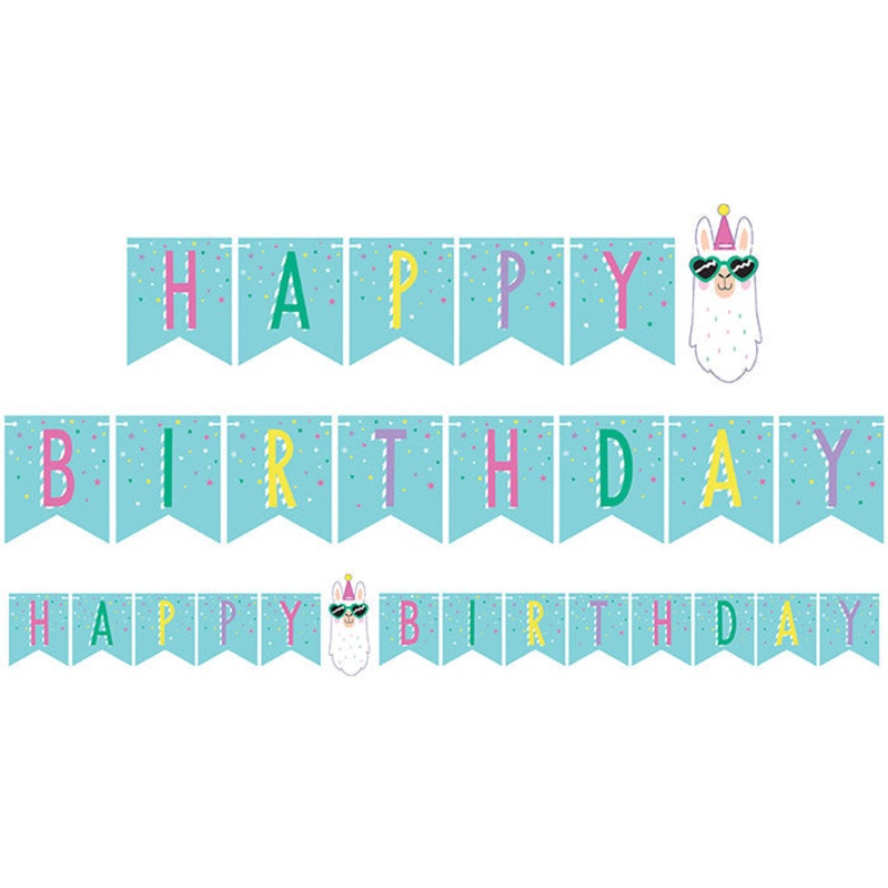 6 pc Bulk Llama Party Happy Birthday Banners
