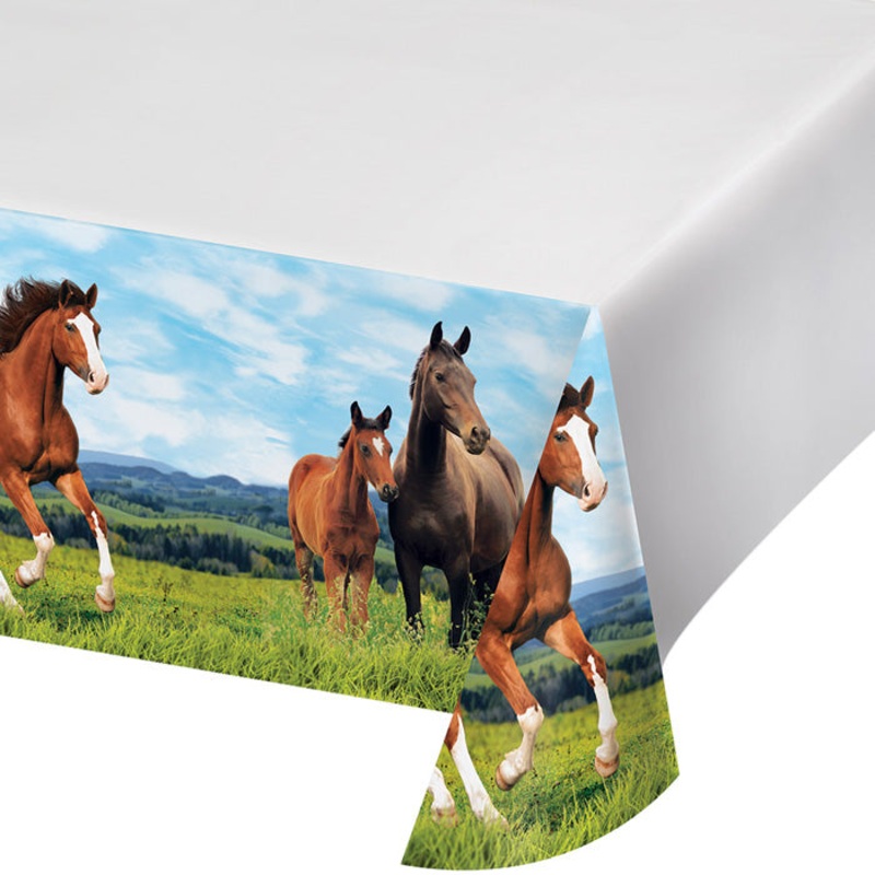 6 pc Bulk Wild Horse Plastic Table Covers