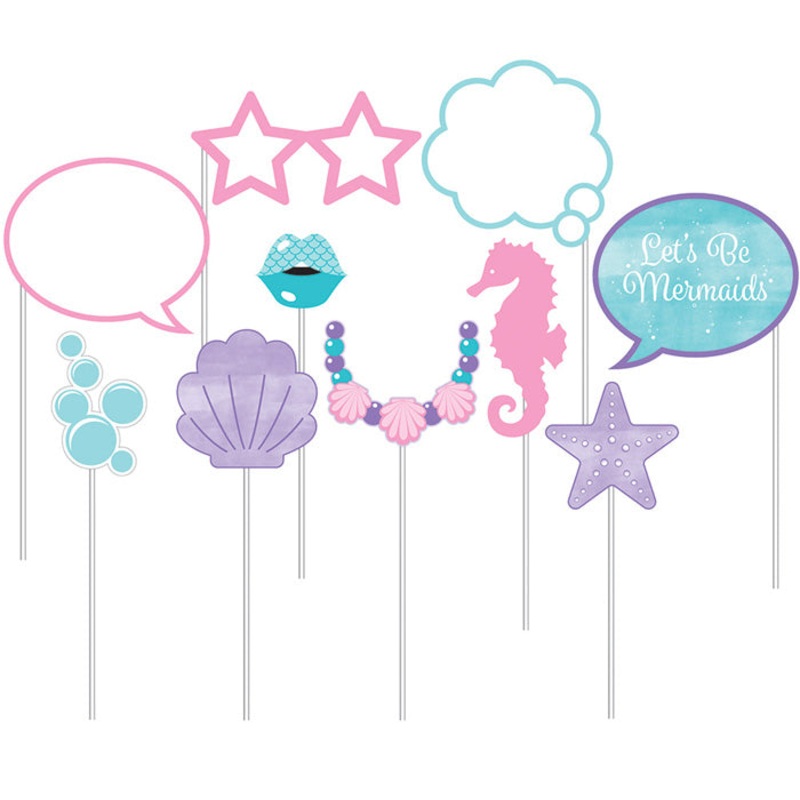 60 pc Bulk Iridescent Mermaid Party Photo Booth Props