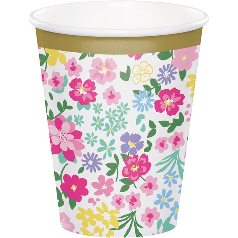 96 pc Bulk Floral Tea Party Cups