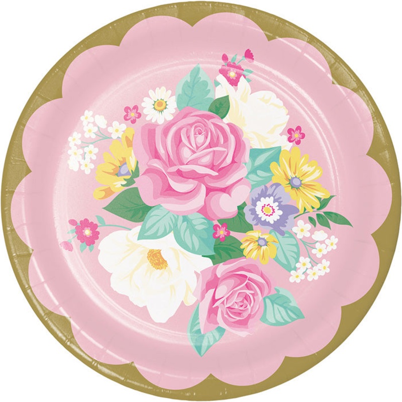 96 pc Bulk Floral Tea Party Dinner Plates