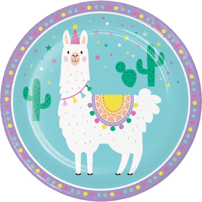 96 pc Bulk Llama Party Dinner Plates