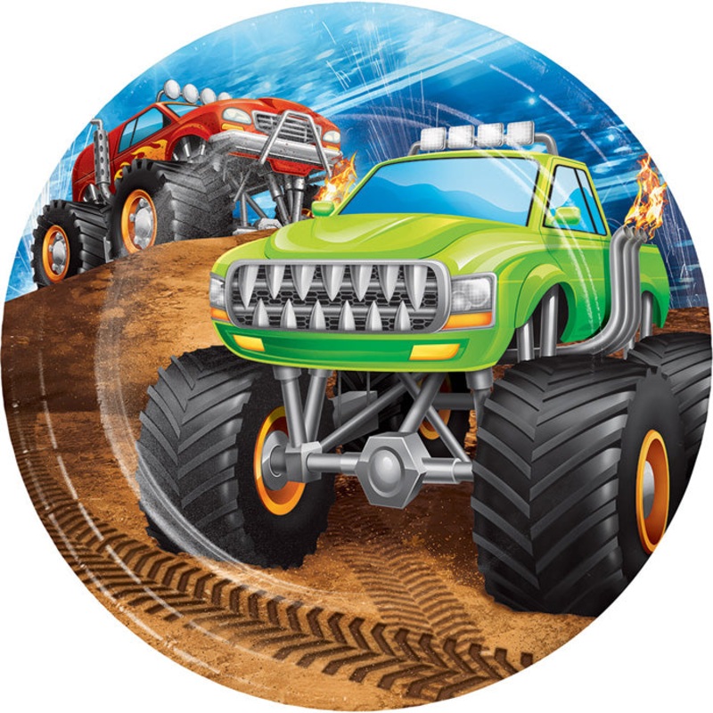 96 pc Bulk Monster Truck Dessert Plates