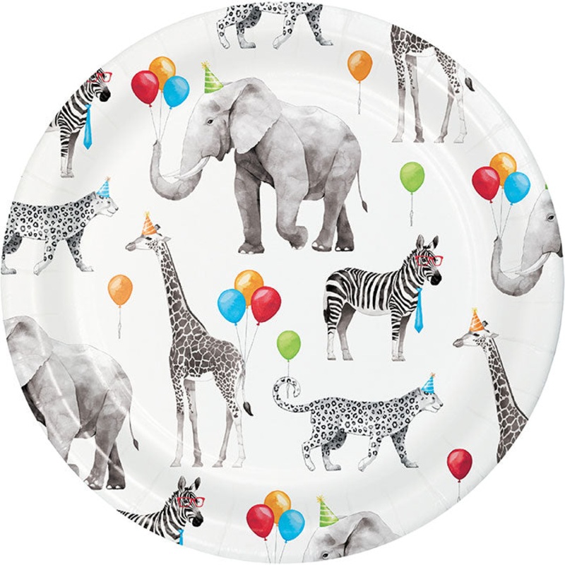 96 pc Bulk Party Animals Dessert Plates