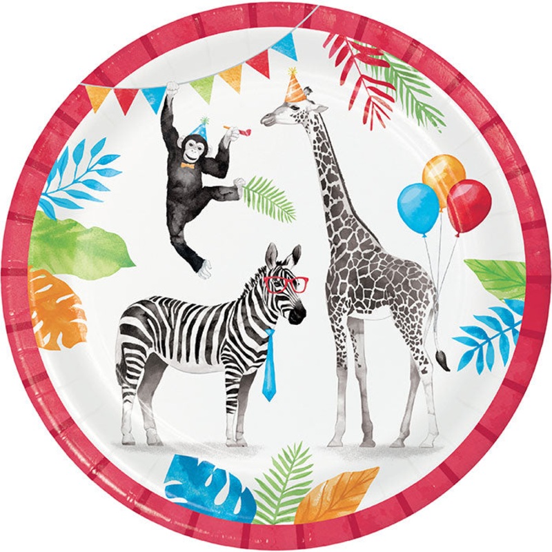 96 pc Bulk Party Animals Dinner Plates