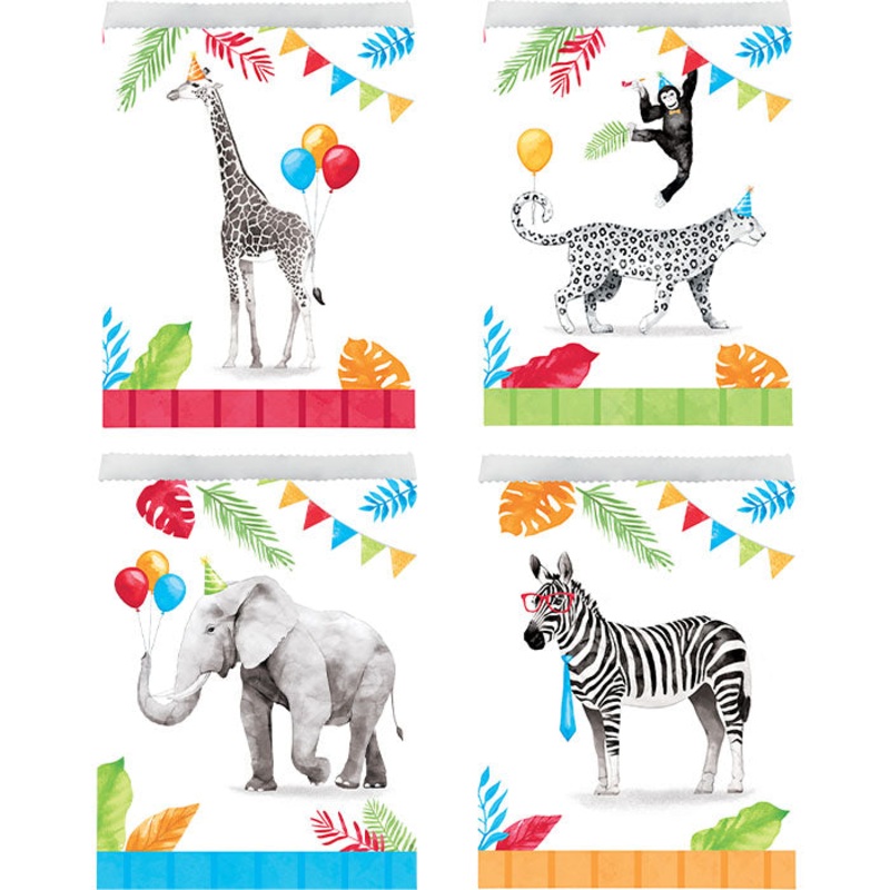 96 pc Bulk Party Animals Paper Treat Bags