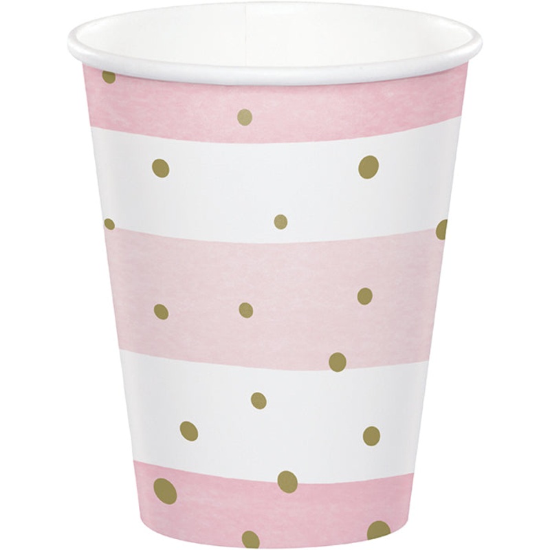 96 pc Bulk Pink and Gold Celebration Cups