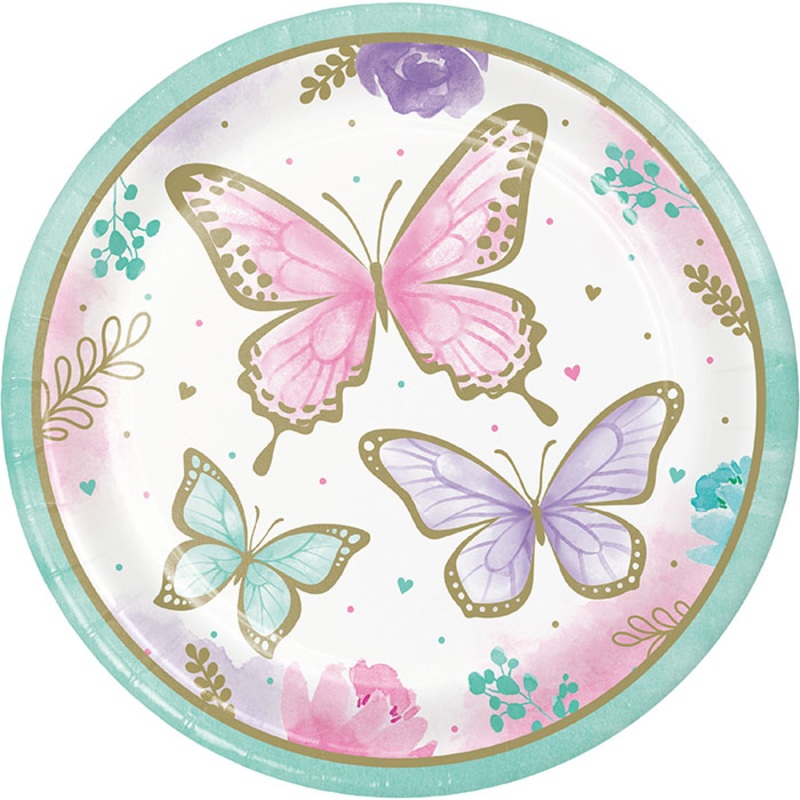 96 pc Bulk Shimmering Butterfly Dinner Plates