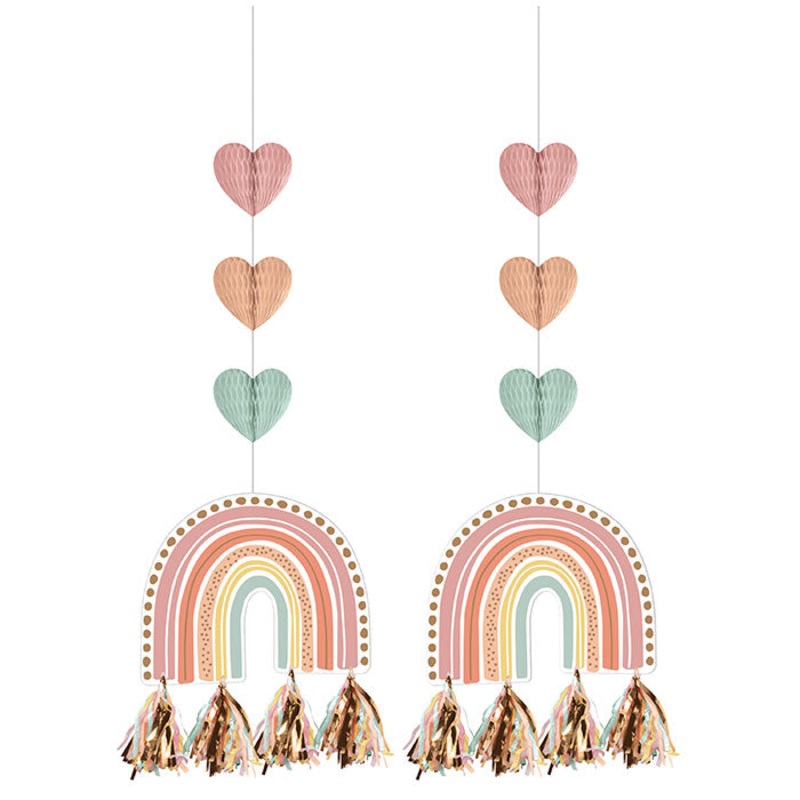 24 pc Bulk Boho Rainbow Hanging Cutouts