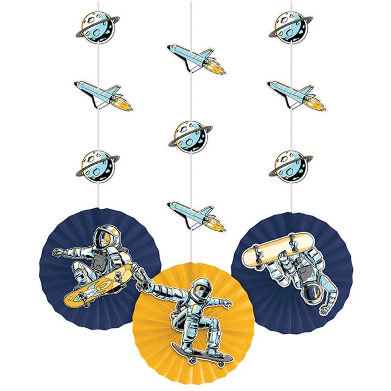 36 pc Bulk Space Skater Hanging Paper Fans