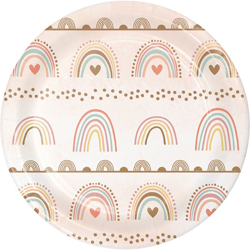96 pc Bulk Boho Rainbow Dessert Plates