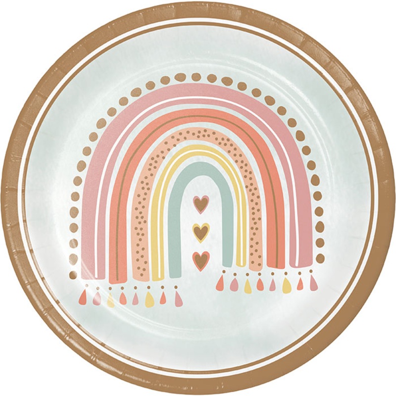96 pc Bulk Boho Rainbow Dinner Plates