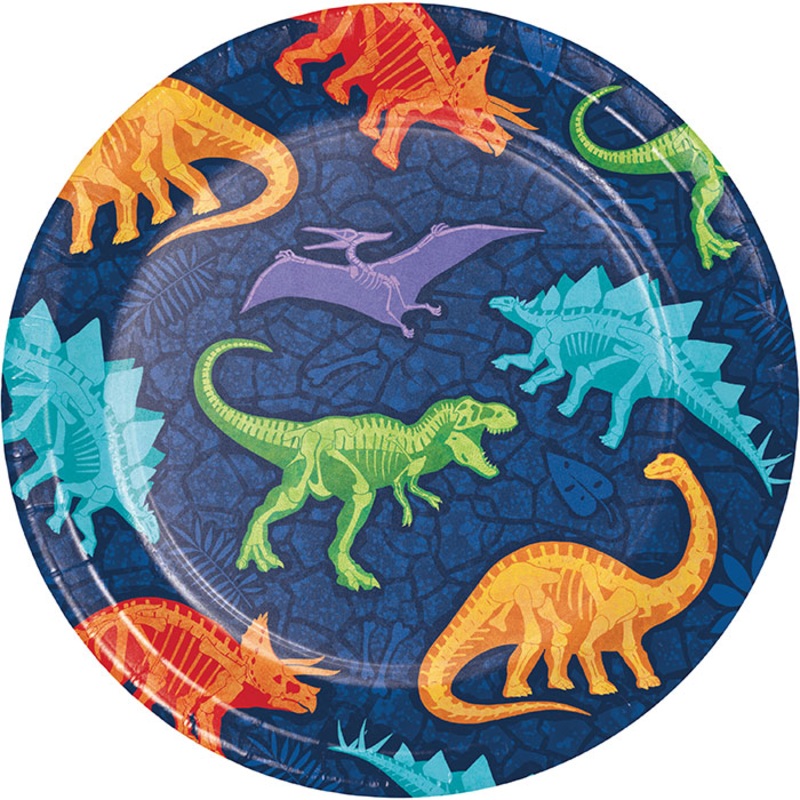 96 pc Bulk Dino Dig Dessert Plates