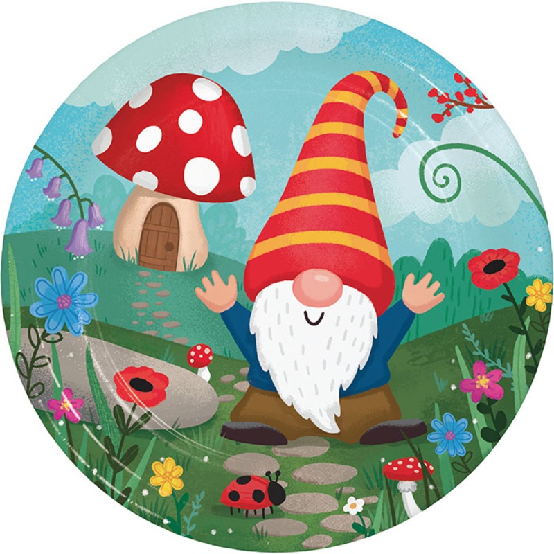 96 pc Bulk Party Gnomes Dessert Plates