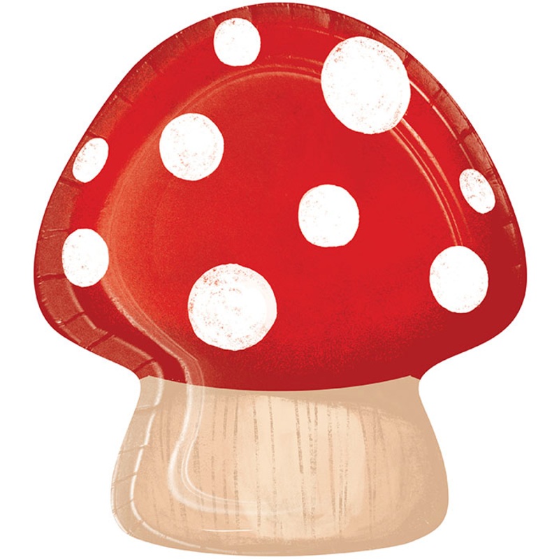 96 pc Bulk Party Gnomes Mushroom Dinner Plates