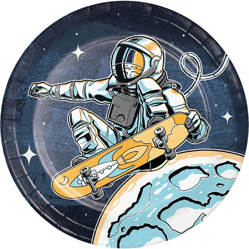 96 pc Bulk Space Skater Dessert Plates