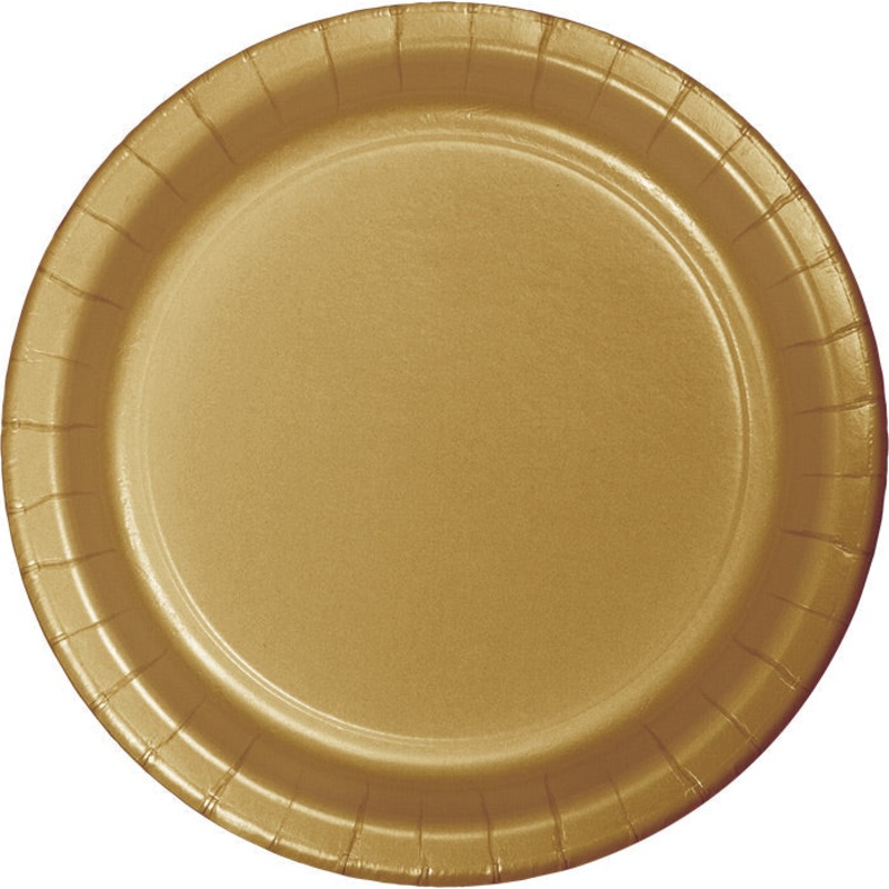 240 pc Bulk Glittering Gold Sturdy Style Paper 8.75 inch Dinner Plates