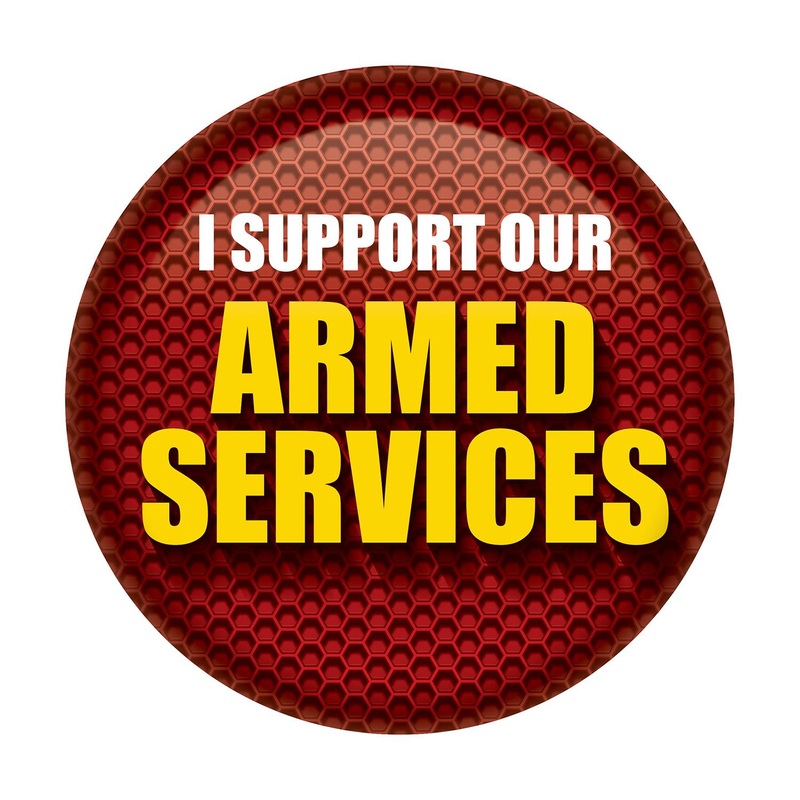 6 Pack Beistle I Support Our Armed Services Button - Red