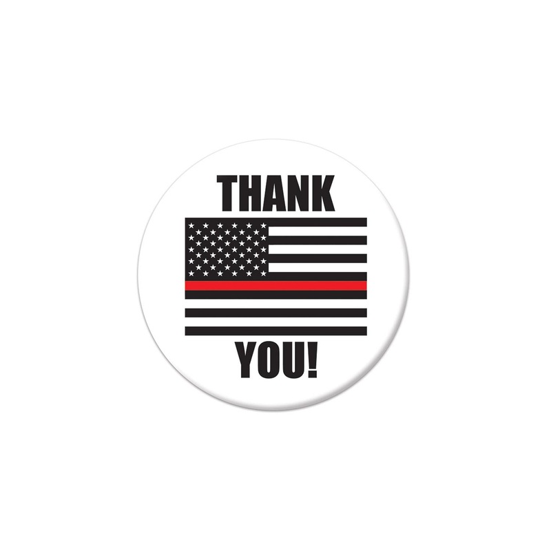6 Pack Beistle Thank You! Firefighters Button- Flag