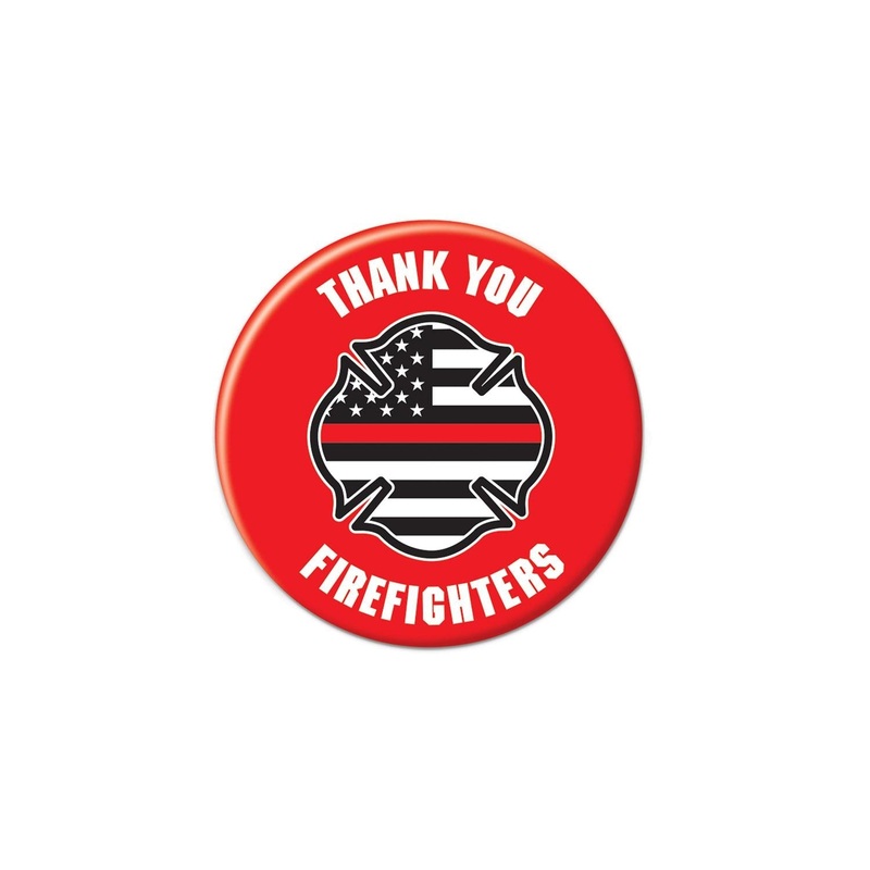 6 Pack Beistle Thank You Firefighters Button- Red