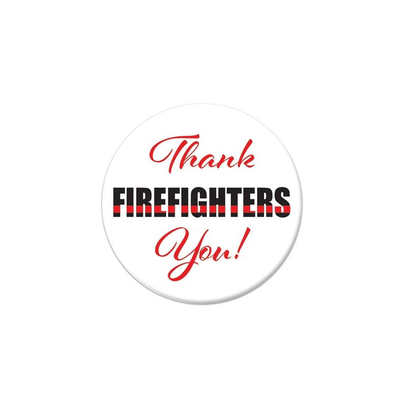 6 Pack Beistle Thank You! Firefighters Button- Red and Black