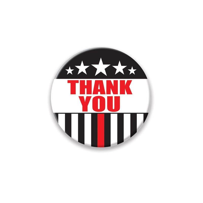 6 Pack Beistle Thank You Firefighters Button- Stripes and Stars