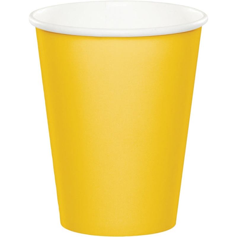 96 pc Bulk School Bus Yellow Value Friendly 9 oz Hot & Cold Cups
