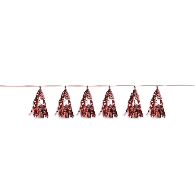 12 Pack Beistle Metallic Party Tassel Garland - rose gold