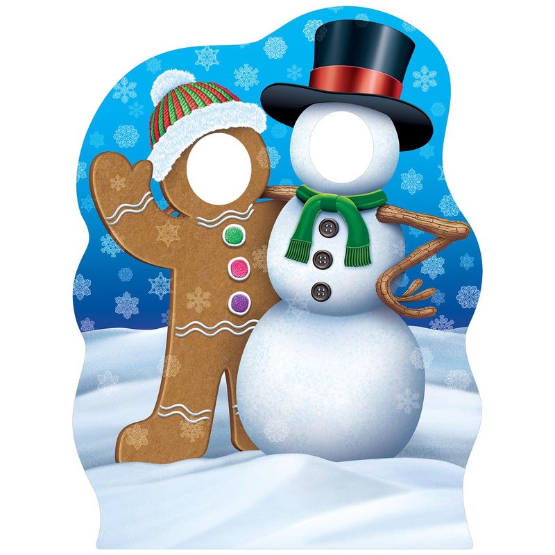4 Pack Beistle Gingerbrd Man&Snowman Photo Prop Stand-Up Decoration