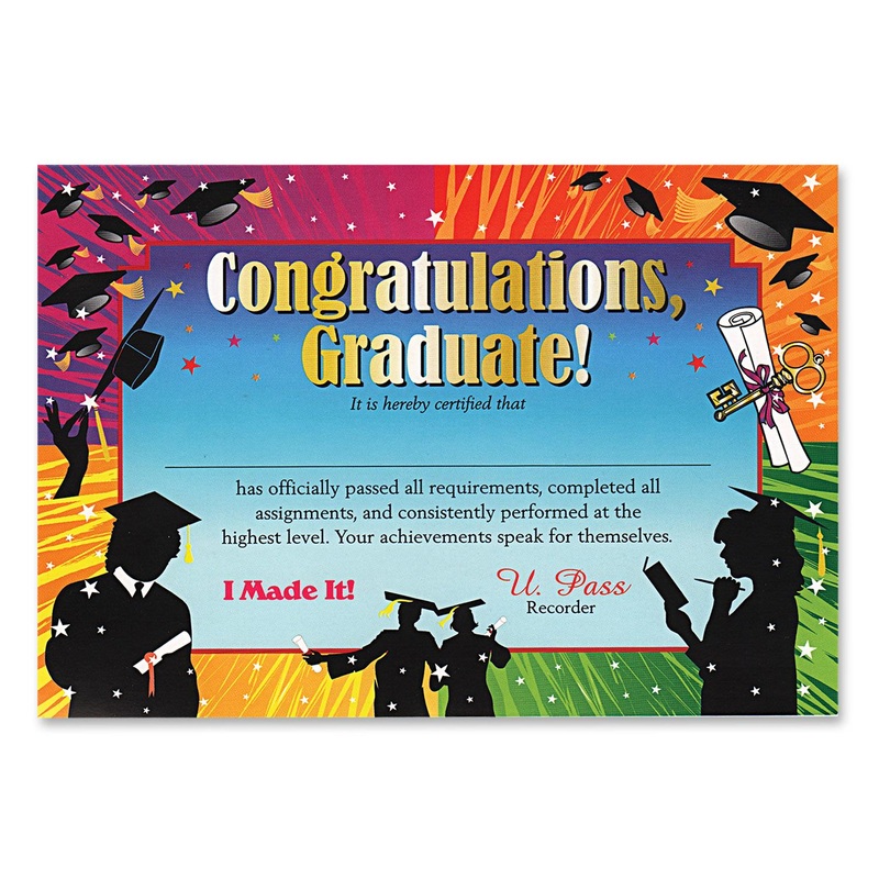 6 Pack Beistle Congratulations Graduate Certificate