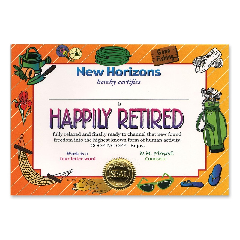 6 Pack Beistle Happily Retired Certificate