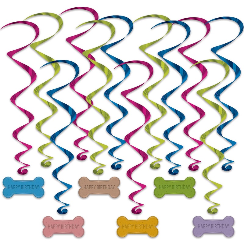 72 Pack Beistle Dog Birthday Party Whirls