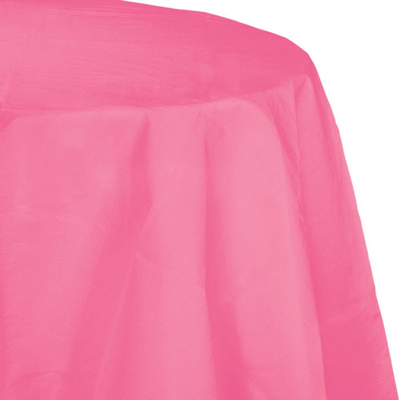 12 pc Bulk Candy Pink Round Paper Table Covers 82 inch 82 inch