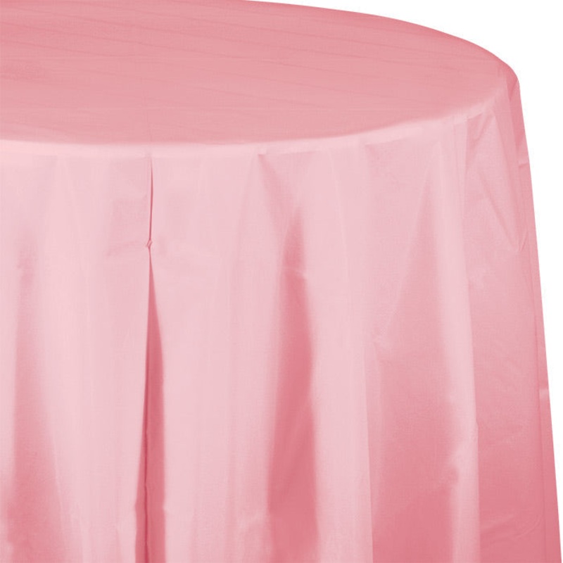 12 pc Bulk Classic Pink Round Plastic 82 inch Table Covers