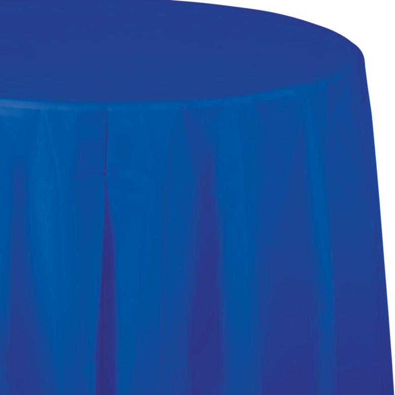 12 pc Bulk Cobalt Blue Round Plastic Table Covers