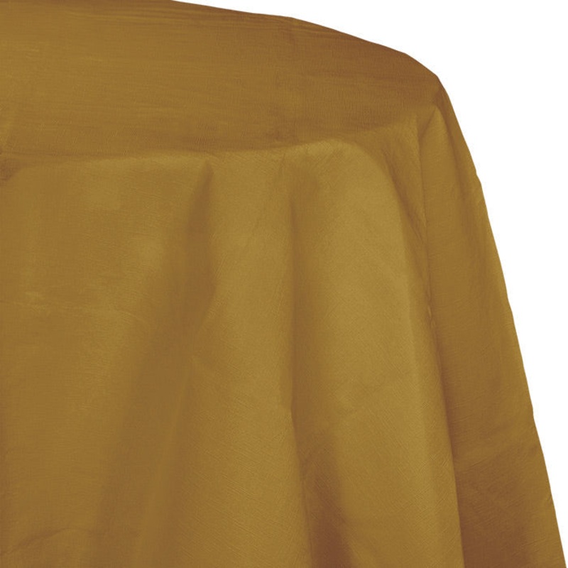 12 pc Bulk Glittering Gold Round Paper Table Covers 82 inch