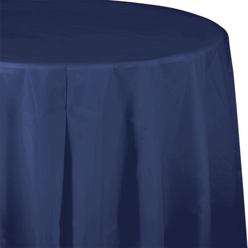 12 pc Bulk Navy Round Plastic 82 inch Table Covers