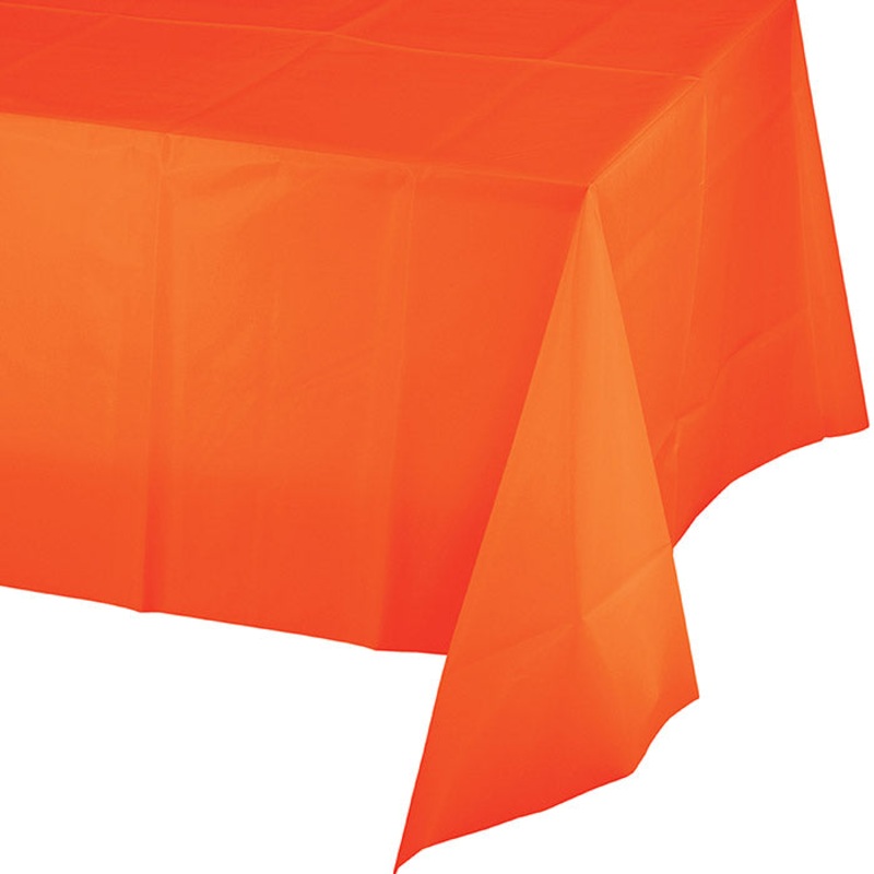 12 pc Bulk Sunkissed Orange Value Friendly Plastic Table Cover